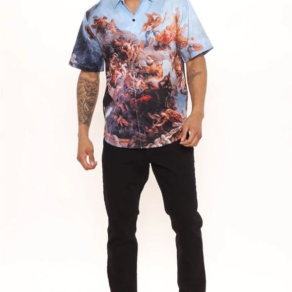 Renaissance Short Sleeve Woven Top - Multi Color - Picture 2 of 15